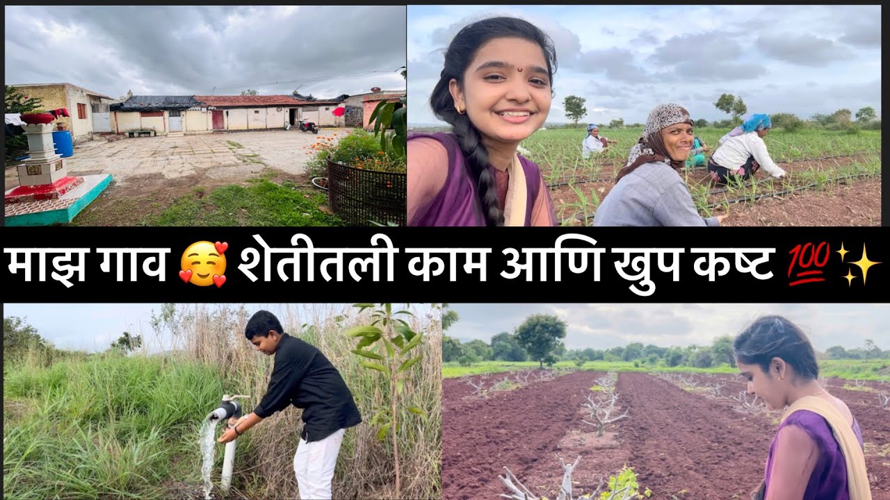 माझ गाव 🥰शेतातली काम आणि खुप कष्ट 💯✨ @Sayaliwagh1410