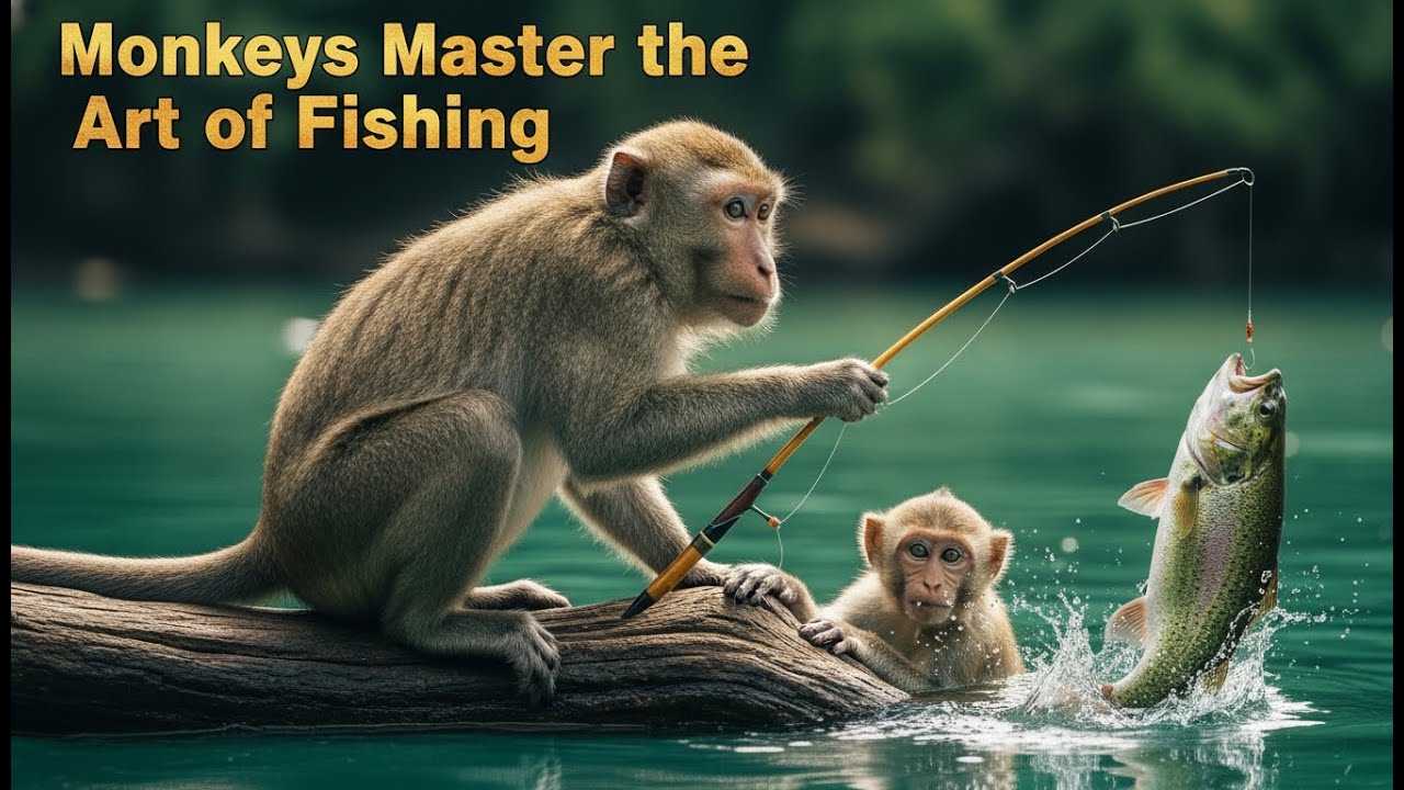 Monkeys Master the Art of Fishing for Dishes! II Village Life of Monkey #animation