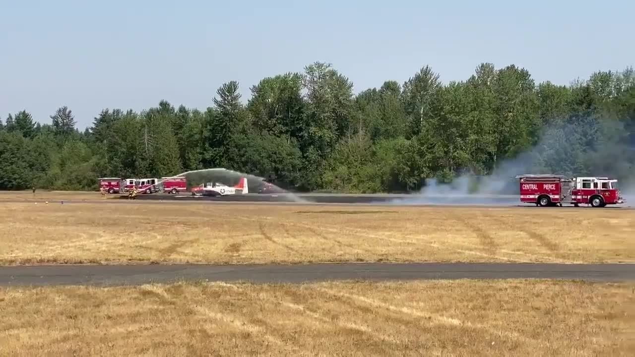 Raw Video: Small Plane Crash Sparks Brushfire At Thun Field
