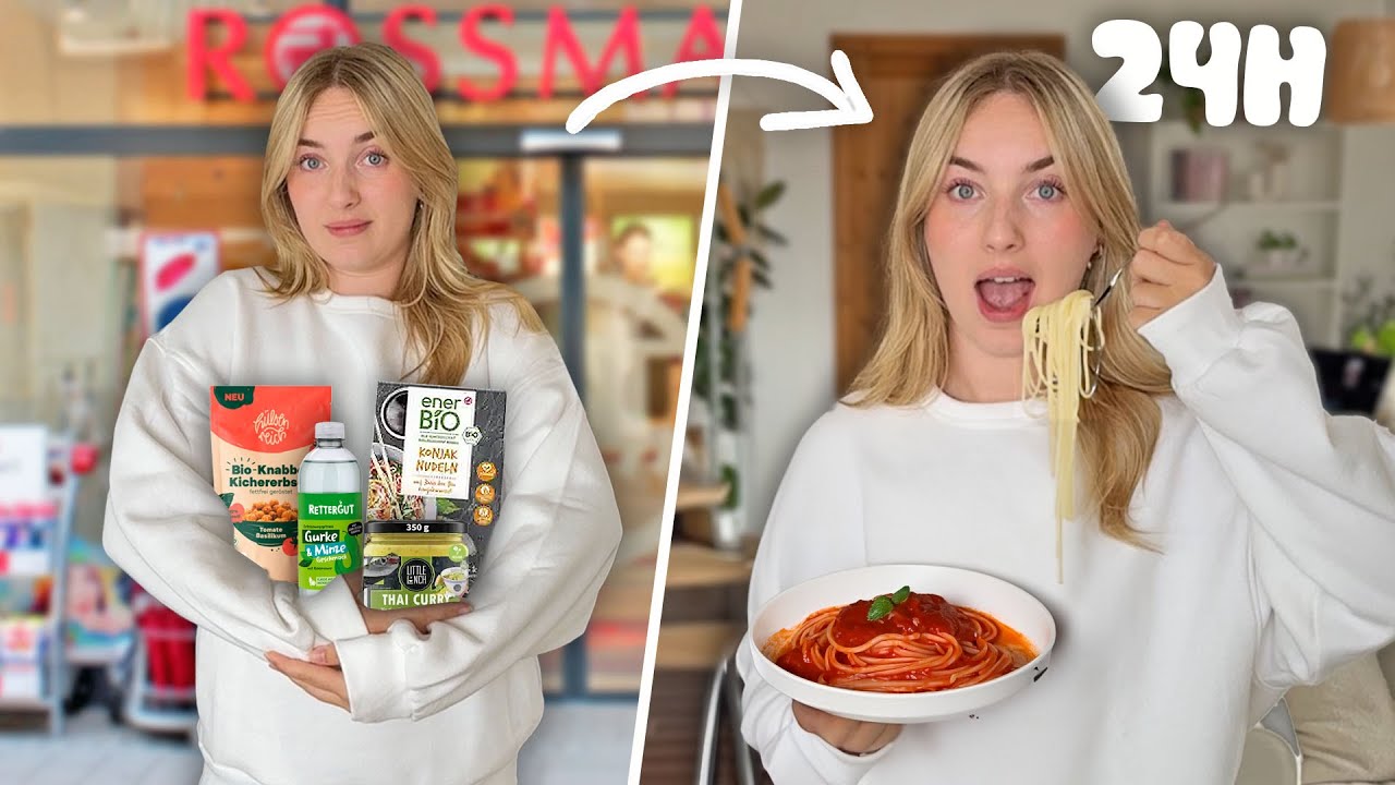 Für 24h NUR von ROSSMANN ESSEN🍝 (alles Bio?!)