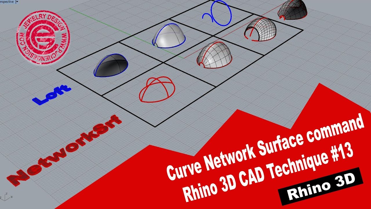 Метод Rhino 3D CAD № 13: Команды построения поверхности кривых сетей (с китайскими субтитрами)