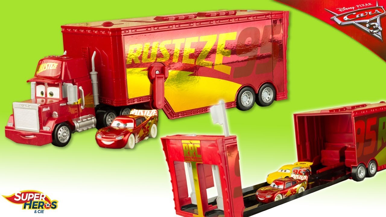 Disney Cars Camion Mack Piste de Course Rust-Eze Truck McQueen Jouet Youtube Kids Enfants Toy Review