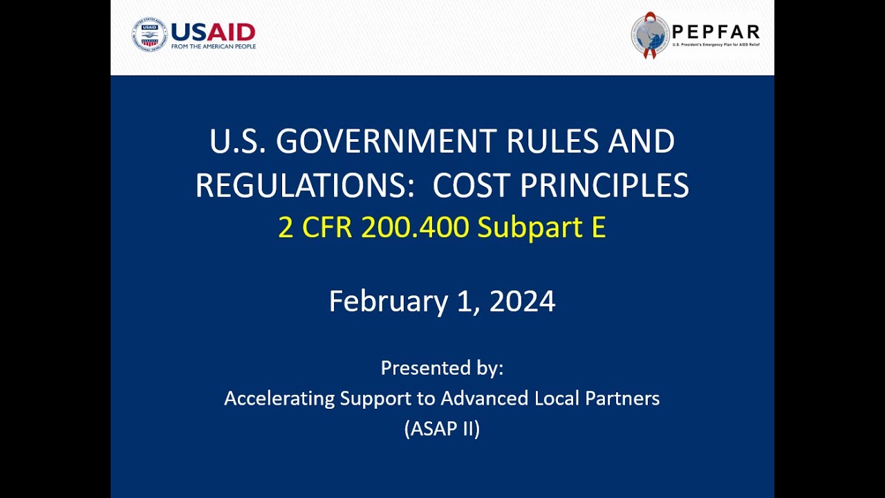 USG Rules and Regulations: Cost Principles