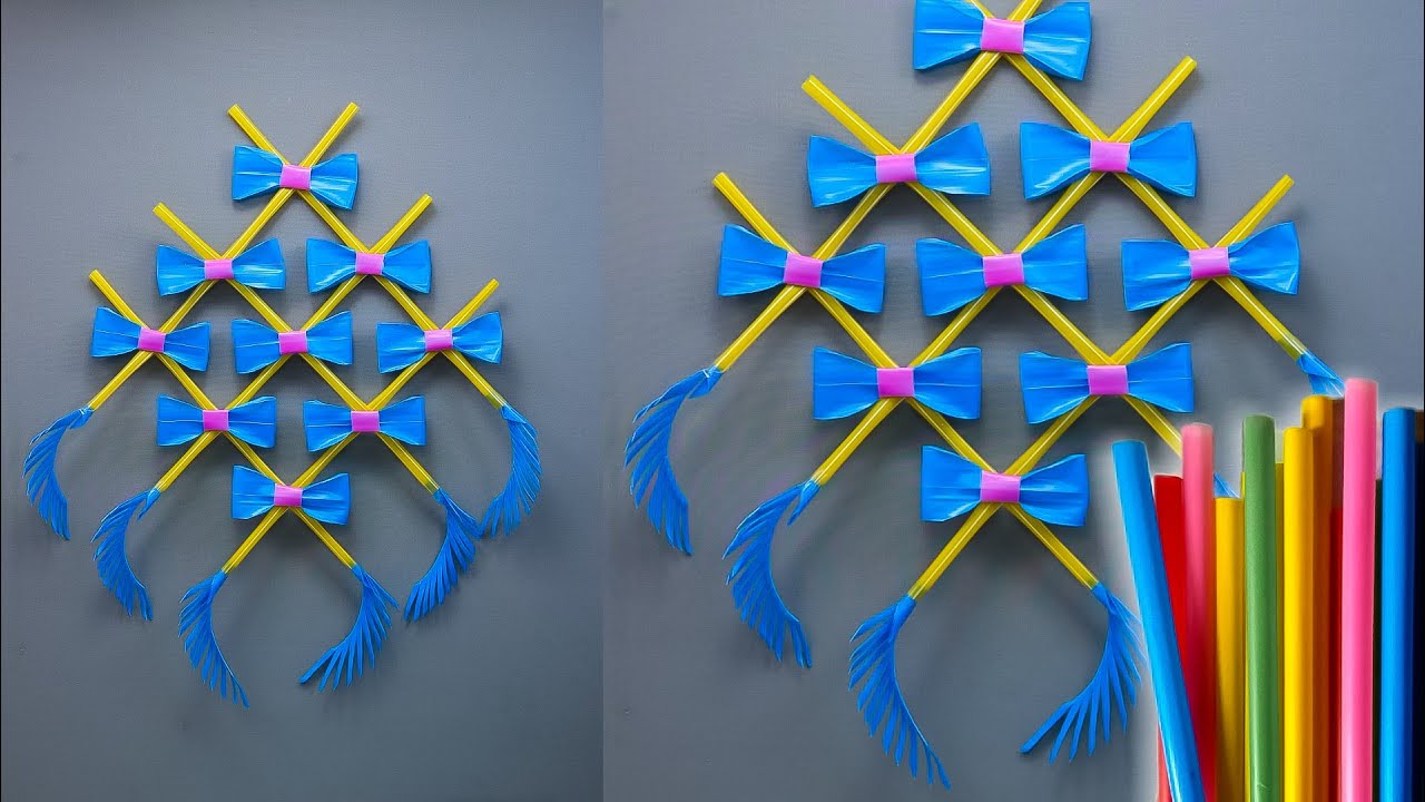 wall hanging craft ideas easy | hiasan dinding kerajinan tangan dari sedotan plastik