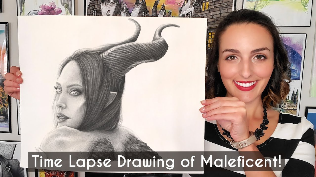 Drawing Disney's Maleficent - Angelina Jolie  //  Time Lapse Art