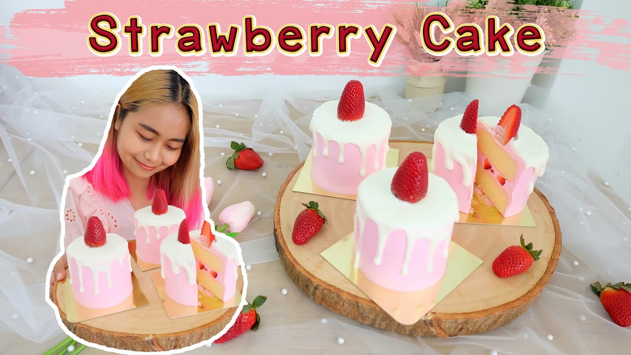 เค้กสตรอเบอร์รี่ | Strawberry Cake | สอนทำเค้กง่ายๆสไตล์ Jinglebell