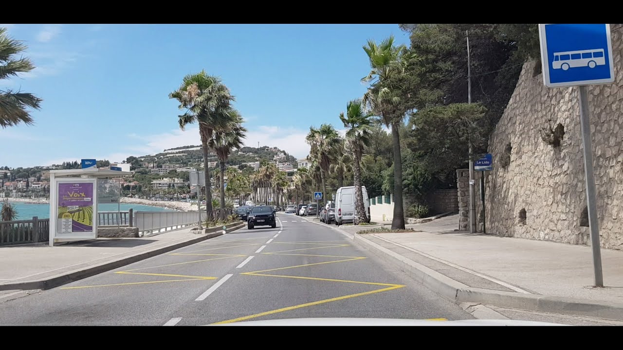 Toulon, La Seyne-sur-Mer sur la route côtière, Six-Fours les Plages, Sanary-sur-Mer, Bandol Plage.
