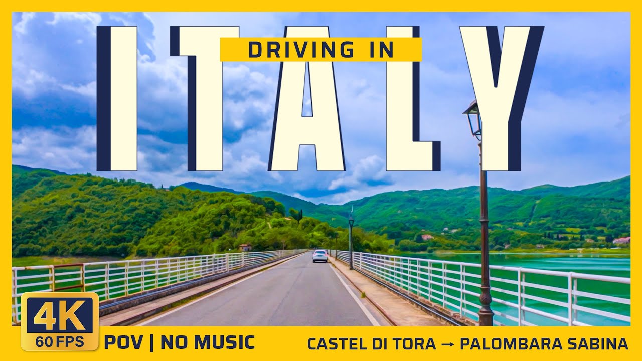 Italy Driving 4K | Castel di Tora to Palombara Sabina | ASMR Road Sounds, No Music