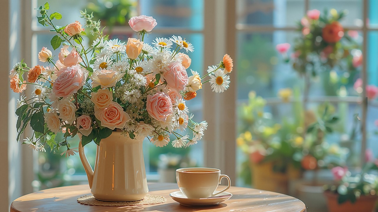 Aesthetic Morning Piano & Coffee 🌸 Soft Music to Start Your Day Calmly