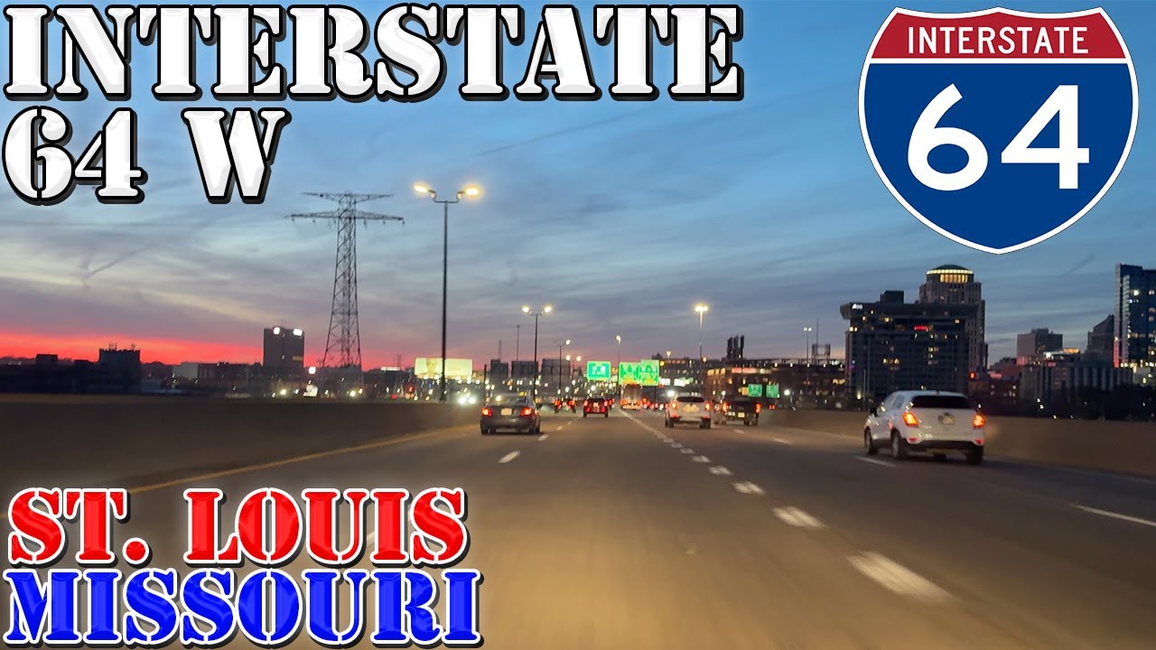 I-64 West - St. Louis - Missouri - 4K Night Highway Drive