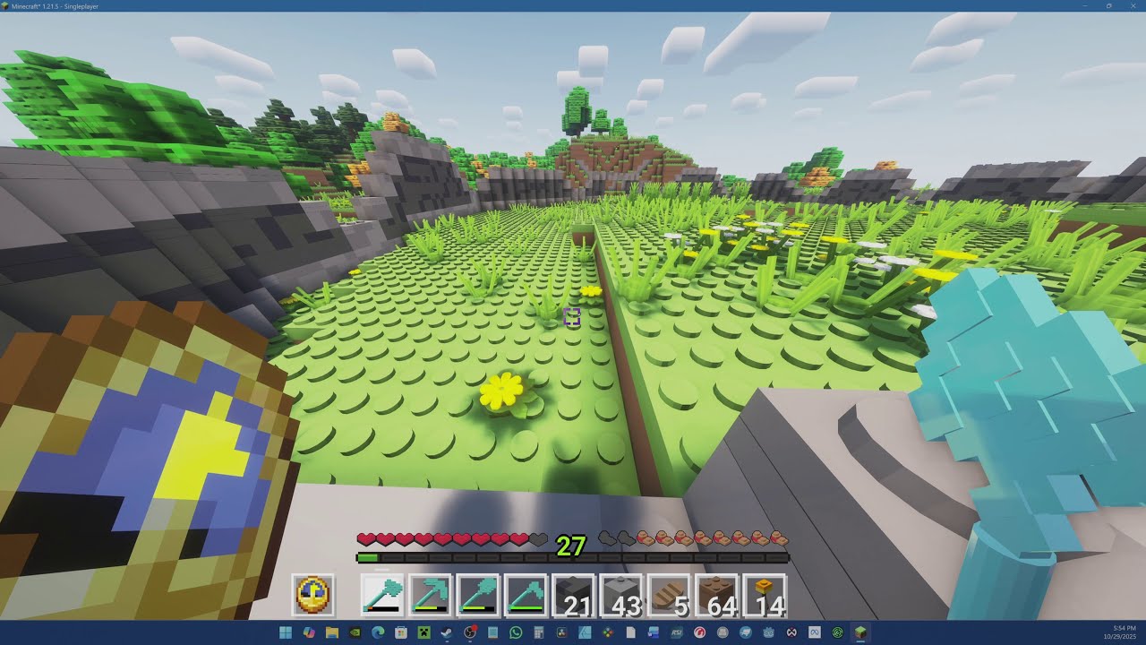 Minecraft:RTX Modded Survival-[GP57] «Набег грабителей на Цветочный форт! И ещё больше стен».