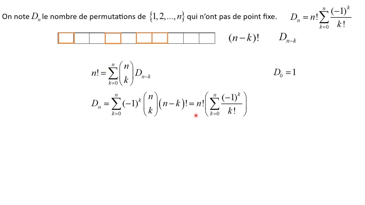 Part1 Démo1 du nb de dérangements de [1,..,n ] ( inversion de Pascal et produit séries entières)