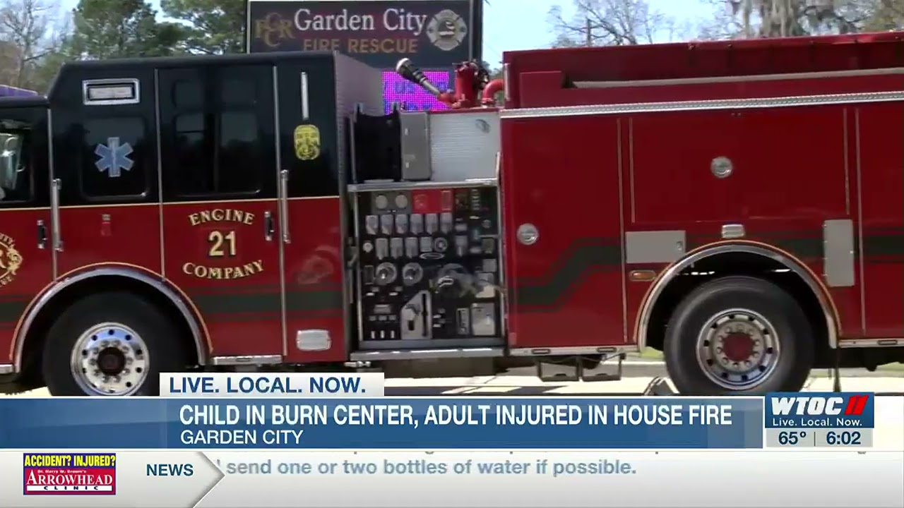 Adult, child in hospital after house fire in Garden City