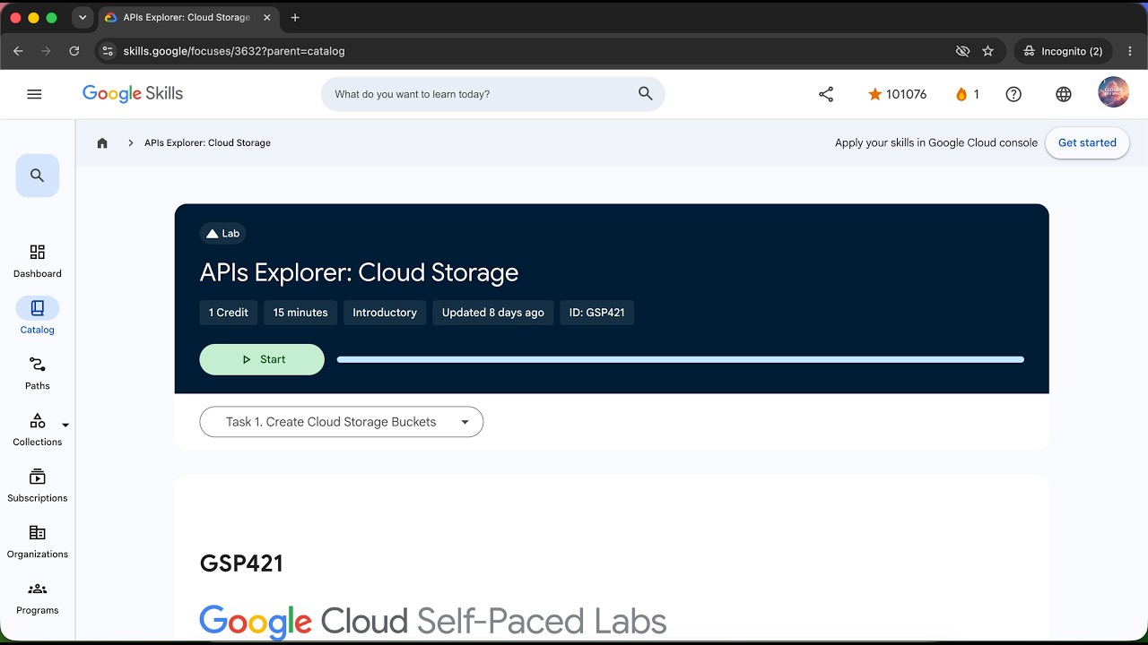 APIs Explorer: Cloud Storage | GSP421
