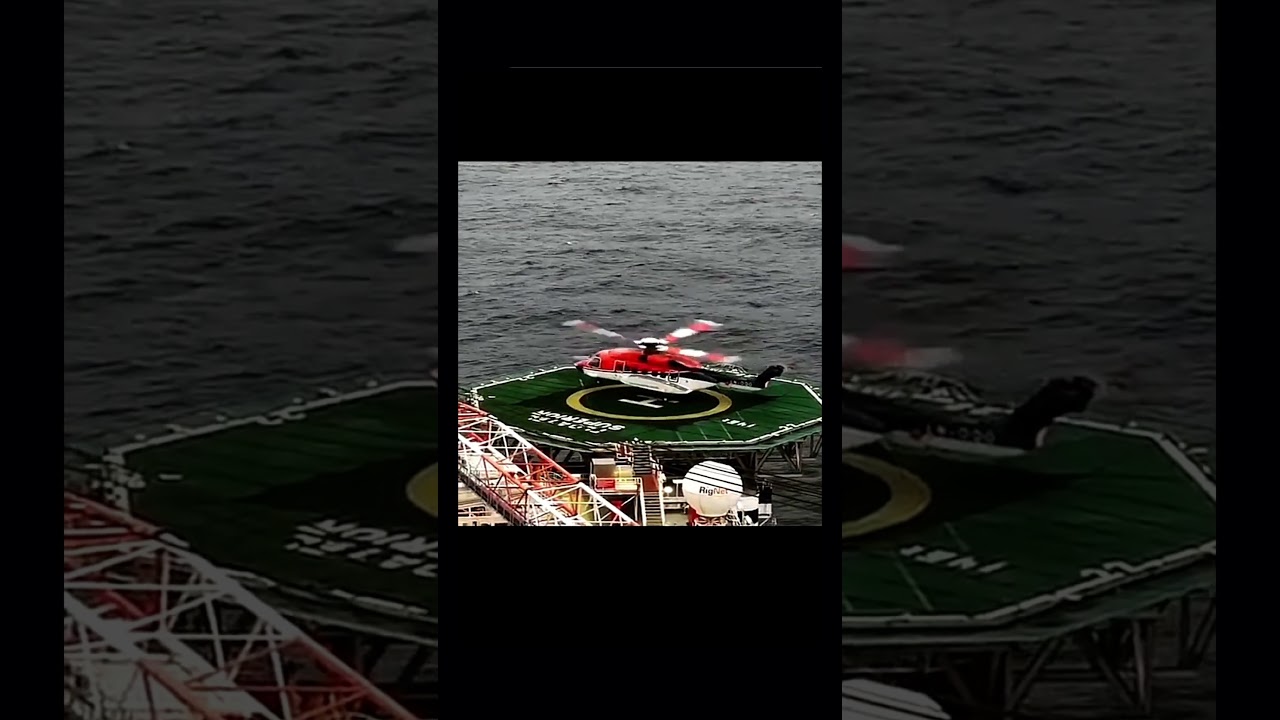 Helicopter landing on the Helideck of an Offshore Drilling Rig #oilandgas #offshoredrilling