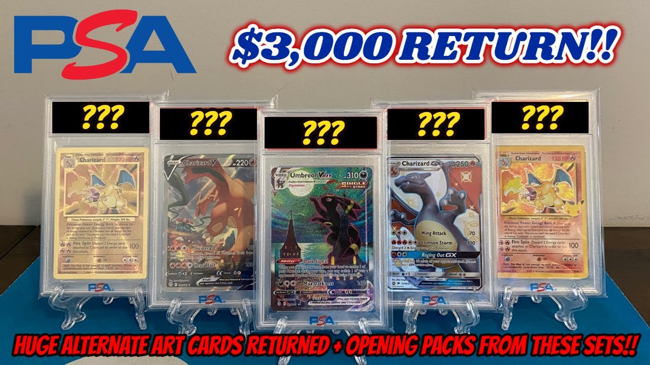 INSANE!! My $3,000 PSA GRADED POKEMON CARD RETURN!! So many ALTERNATE ARTS + Pokemon Card Opening!!
