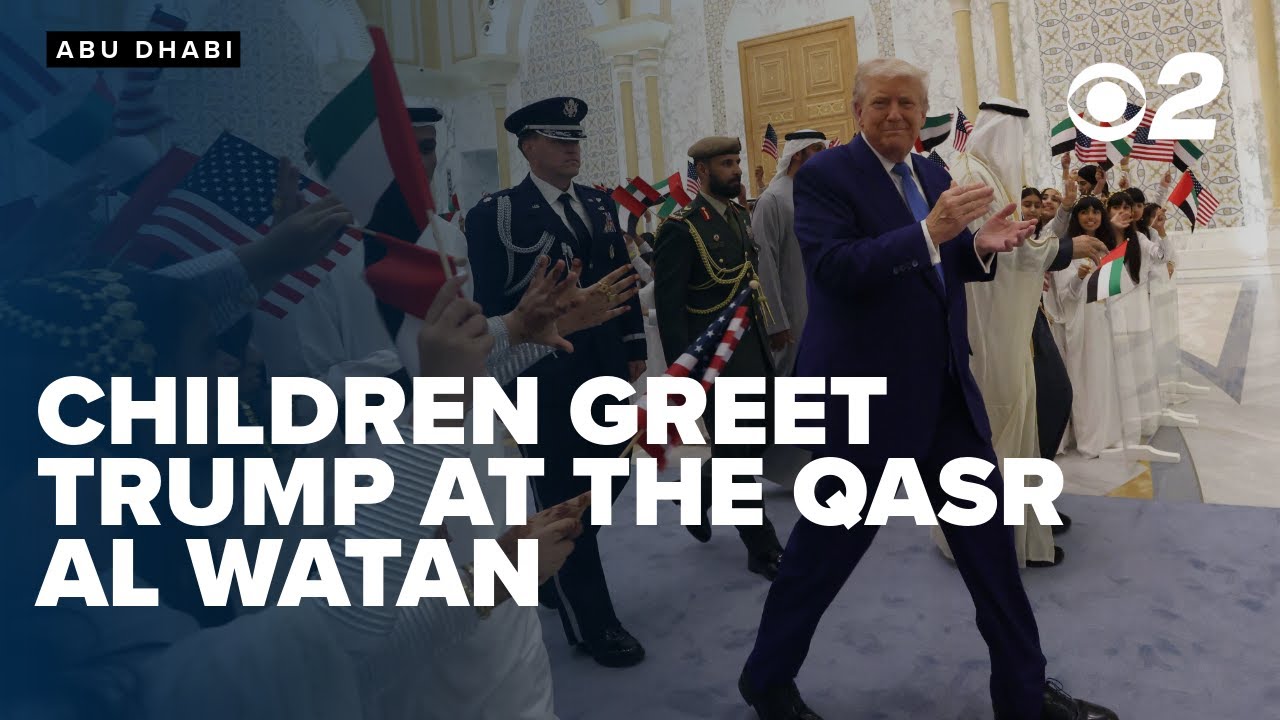 President Trump arrived at the Qasr Al Watan, was greeted by children waving U.S. and U.A.E. flags.