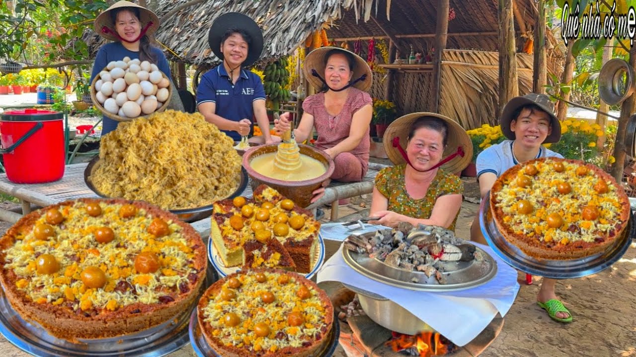 Bánh Bông Lan Thịt Trứng Muối Chà Bông | Hương Vị Bánh Quê Ngày Tết || Salted egg sponge cake