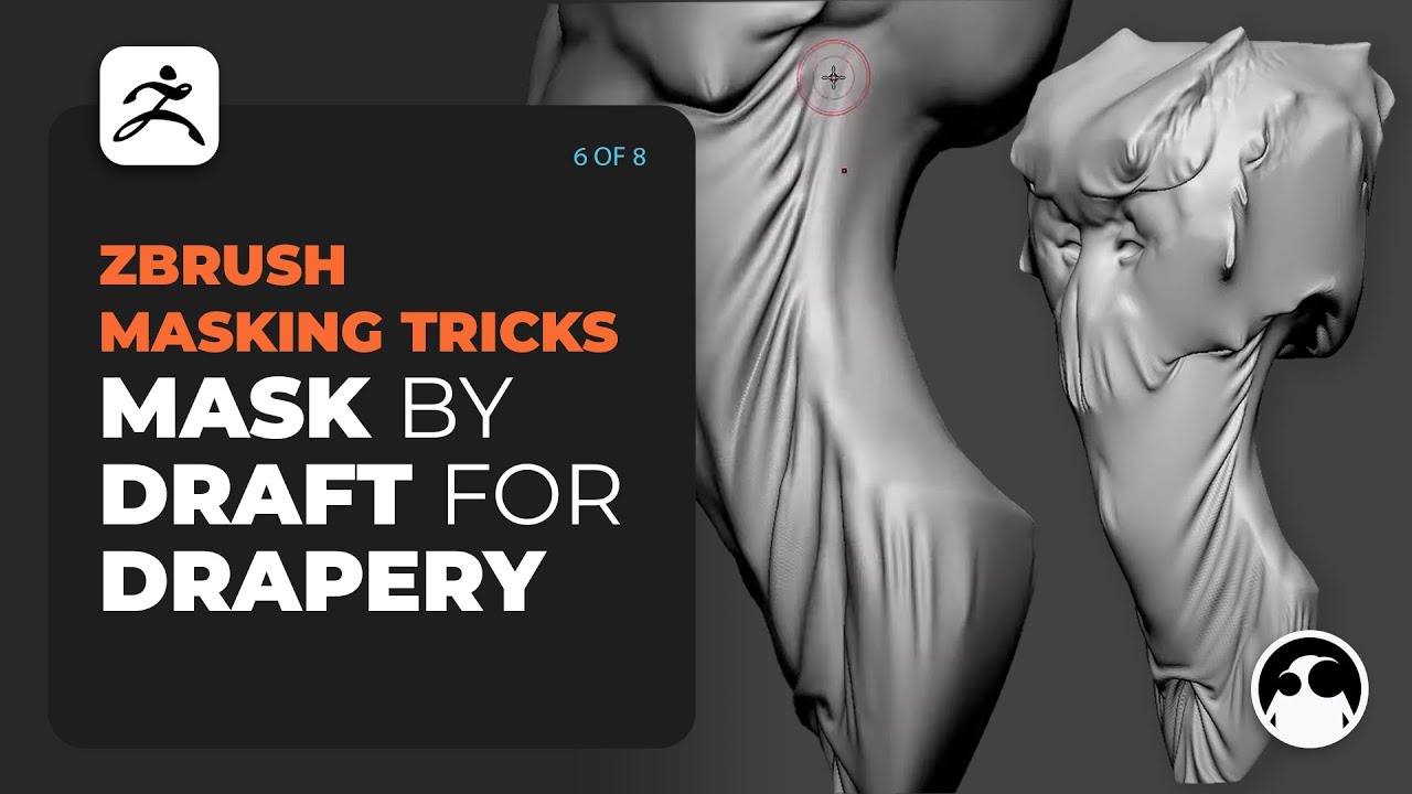 Использование ZBrush «Маска по черновику» для драпировки