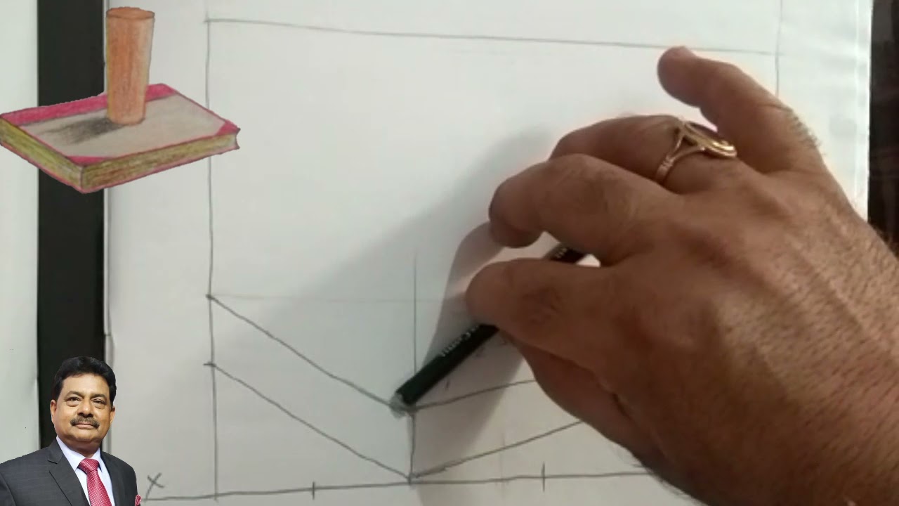 वस्तु चित्रण में किताब के ऊपर गिलास बनाना सीखें|