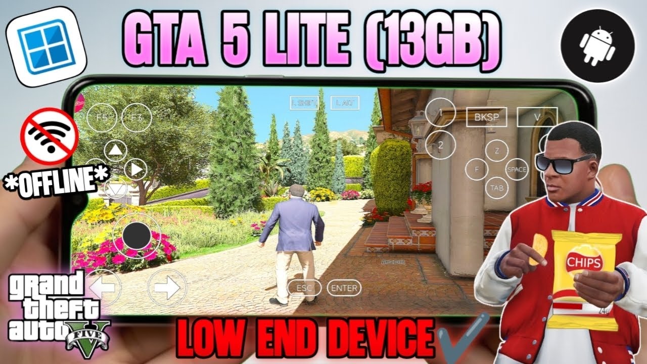 GTA 5 LITE (13GB) GAMEPLAY SPECIALLY FOR LOW END DEVICES🔥 Using Winlator bionic ludashi emulator.