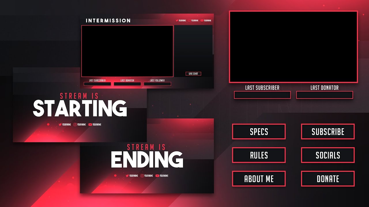 FREE GAMING RED GAMING STREAM OVERLAY [2022]