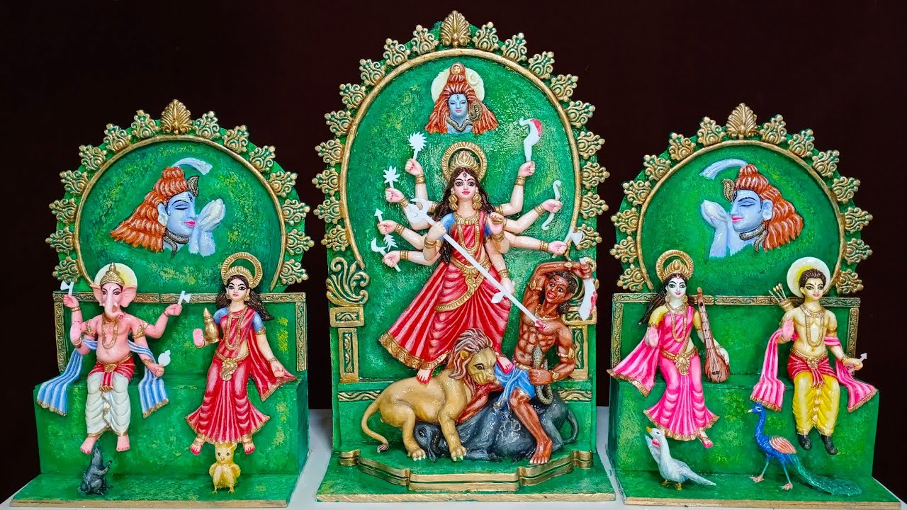 how to making small Maa Durga Idol with clay. Durga Thakur banana.