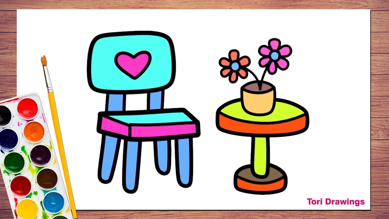 How to draw Chair & Table | Chair Drawing | Learn Chair Drawing Step by Step