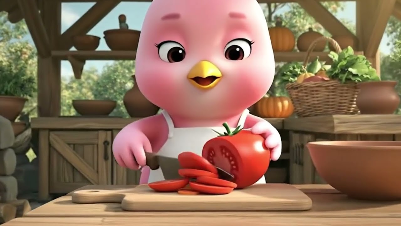 “Pinku’s Garden Kitchen: A Peaceful Cooking Story🐦🍅”