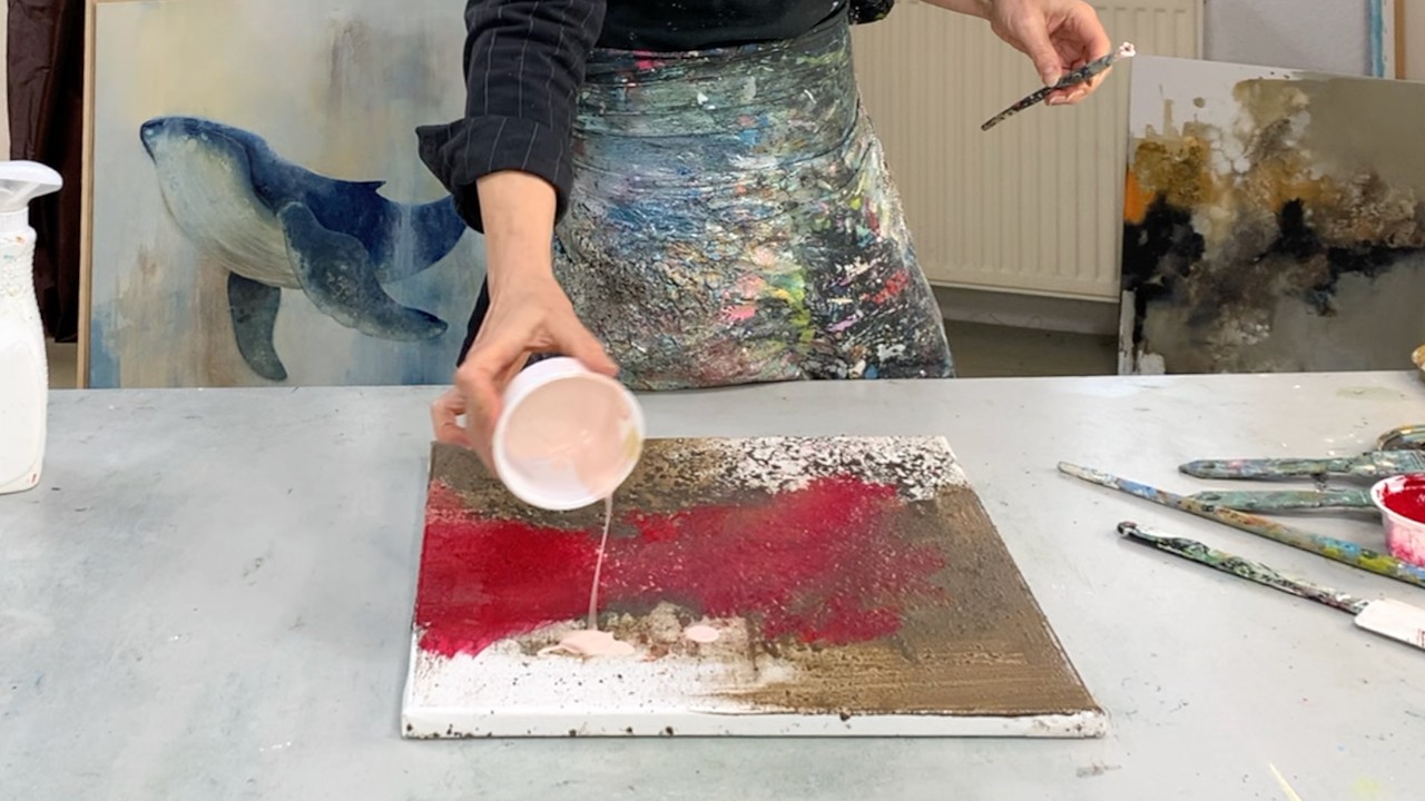 Rosa Highlights & natürliche Struktur  - Acryl fließen lassen mit Wasser – (Anfänger)