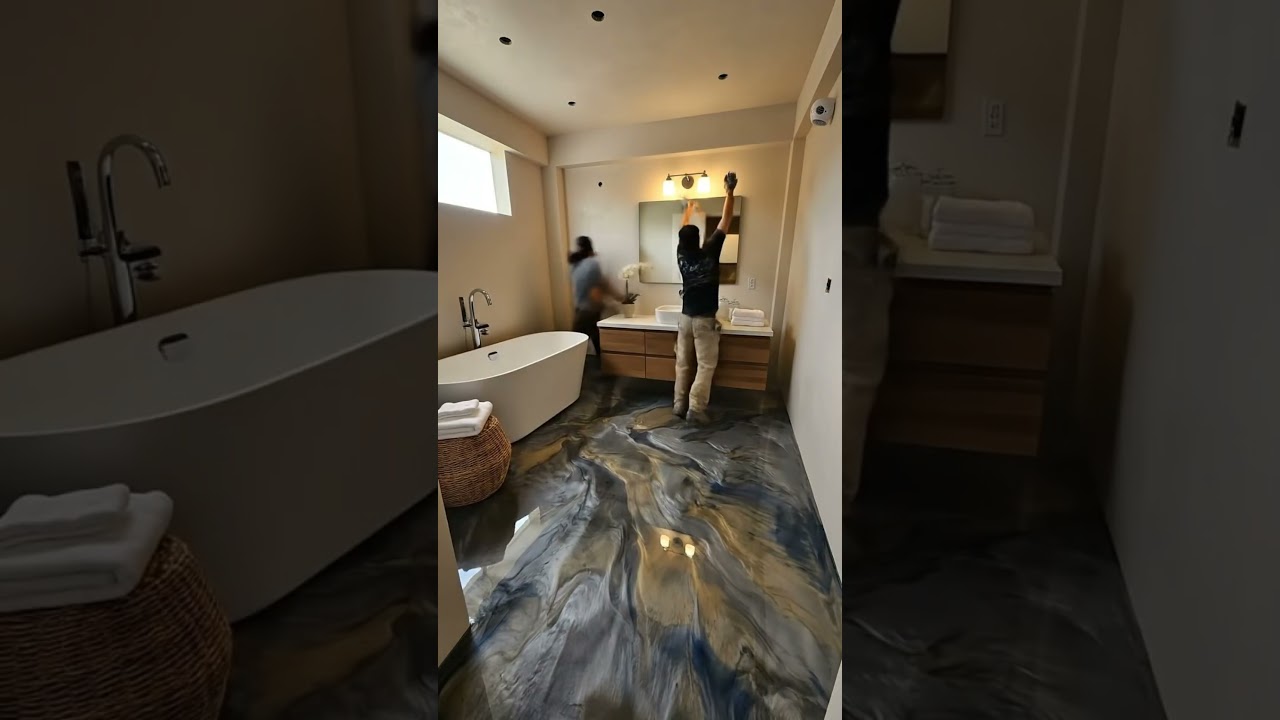 Baño de Lujo: Transformación Total con Piso Epóxico de Alto Brillo