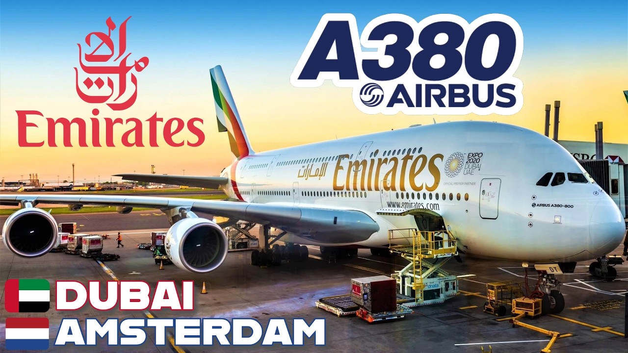 7 HOURS IN EMIRATES A380 ECONOMY Class from Dubai to Amsterdam