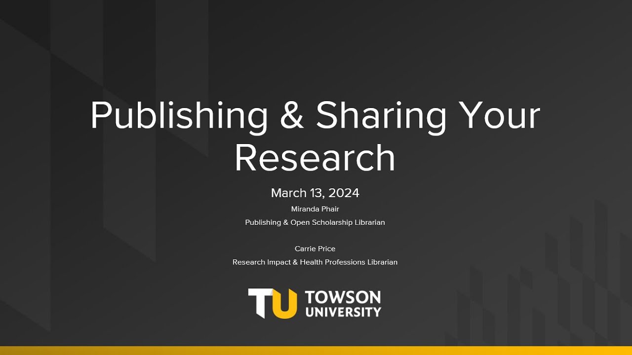 Publishing and Sharing Your Research | Research University
