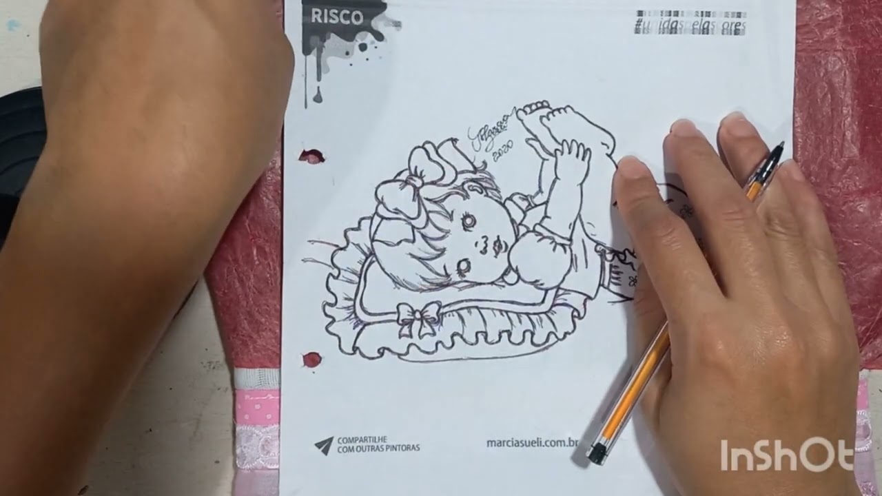 Como passar o risco pra fralda e fazer o fundo