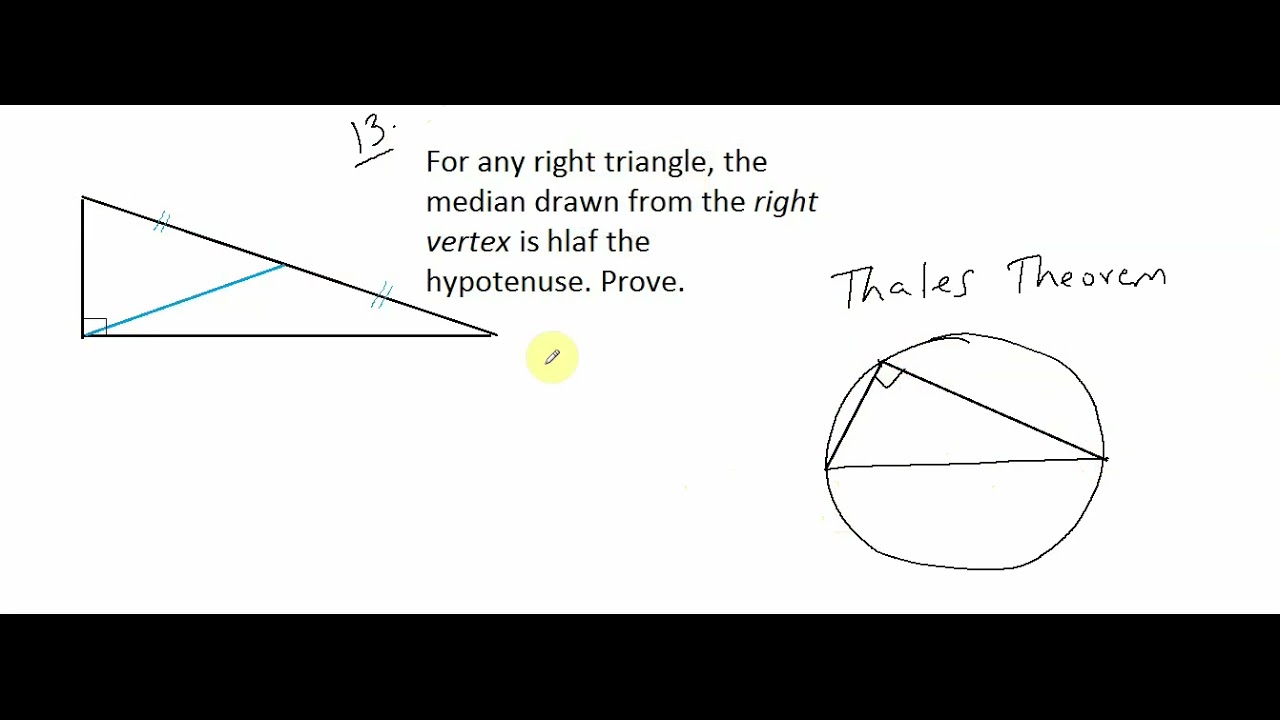 Geometry Puzzles. Puzzle 13. The median is half the hypotenuse.