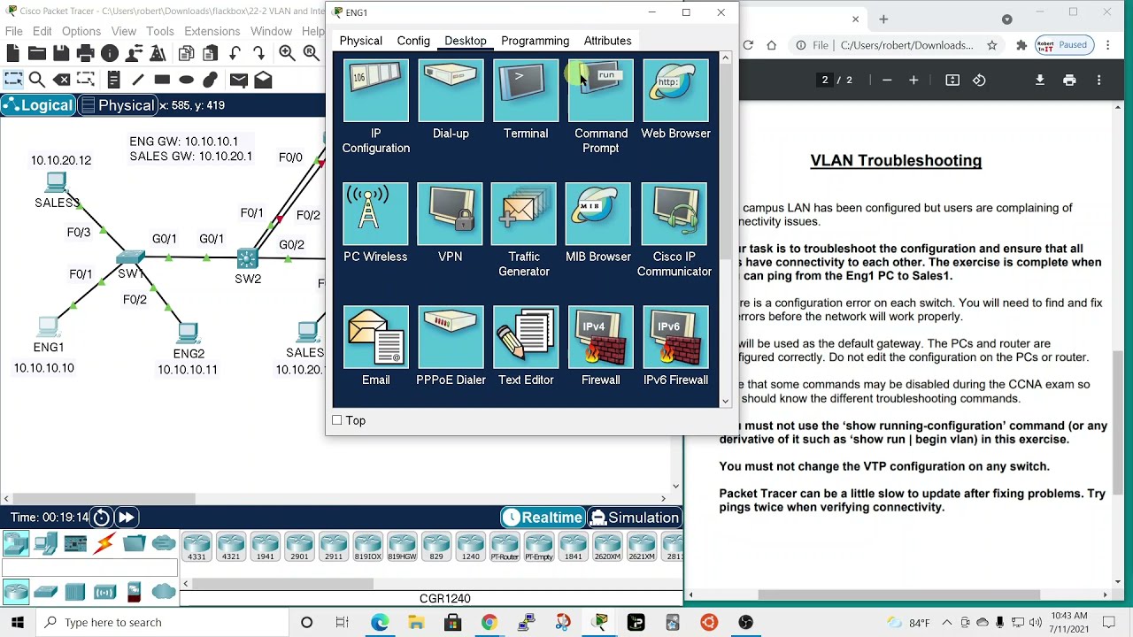 CCNA Lab: VLAN and Inter-VLAN Routing Troubleshooting