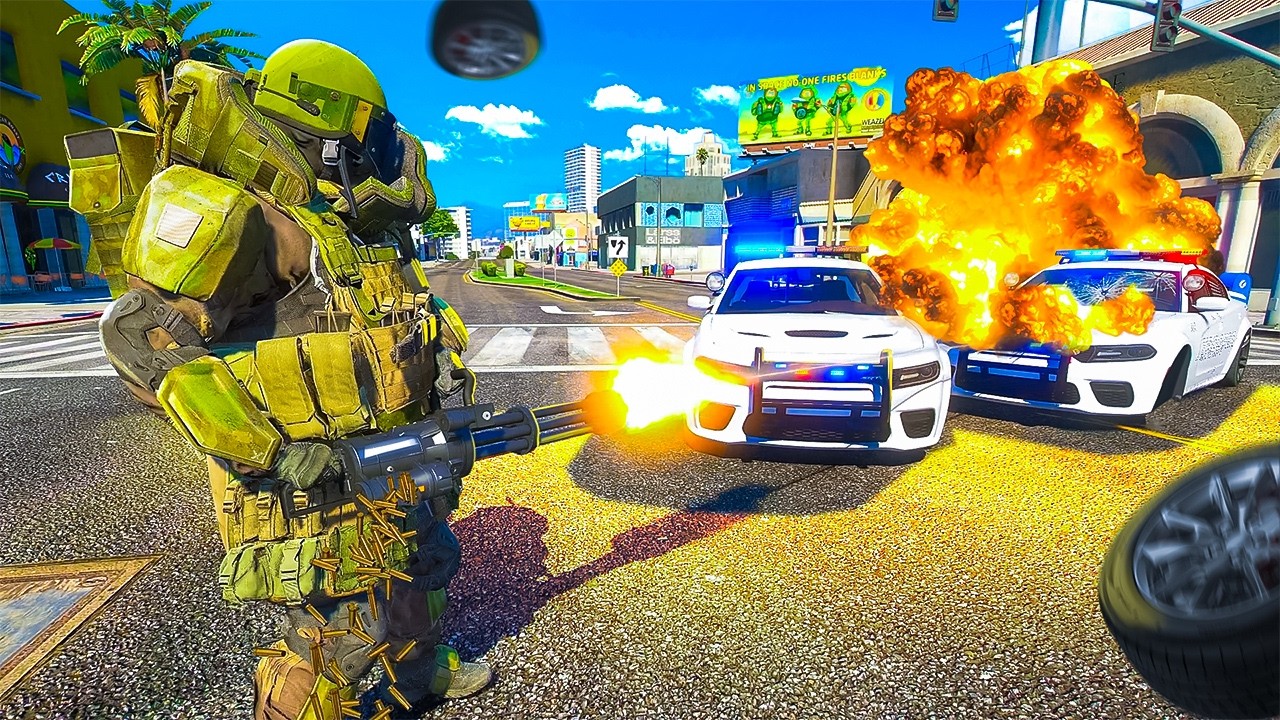 Джаггернаут уничтожает полицию в GTA 5 RP