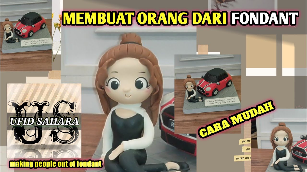 CARA MEMBUAT FIGURINE DARI FONDANT ATAU ICING SUGAR || KARAKTER CEWE DARI FONDANT