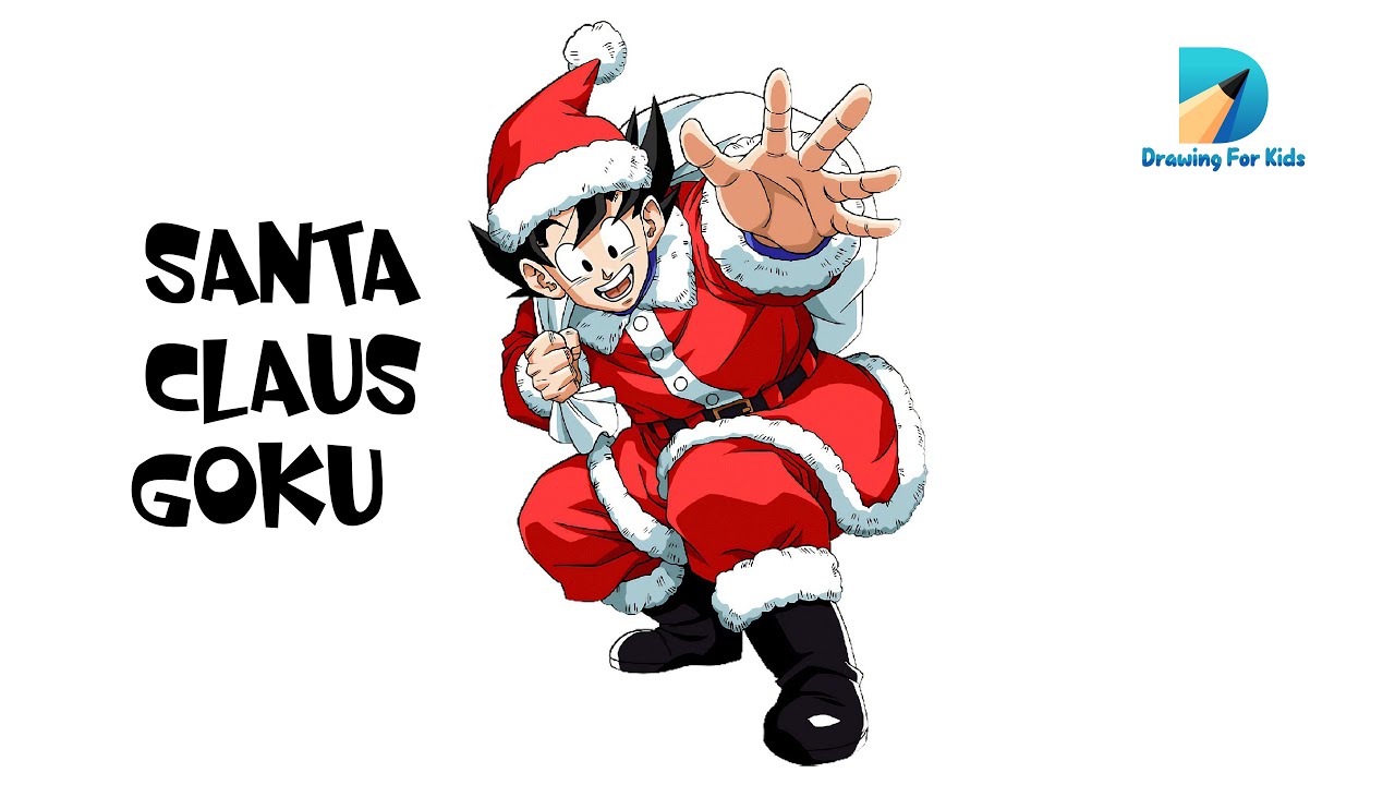 SUPER EASY Santa Claus Goku Drawing! 🎅 How to Draw Dragon Ball Super Characters for Kids