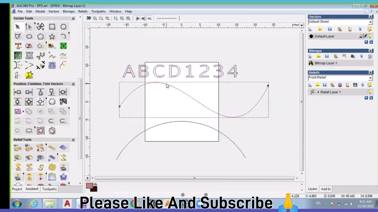 how to curve text in artcam 9pro