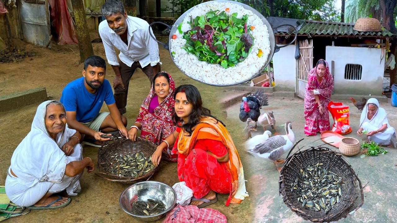 ঠাকুমার হাতে বর্ষায় সকাল সকাল খুদের ভাত সঙ্গে কাঁচা লাউ পাতা বাটা খাওয়া | Bengali famous Khuder Bhat