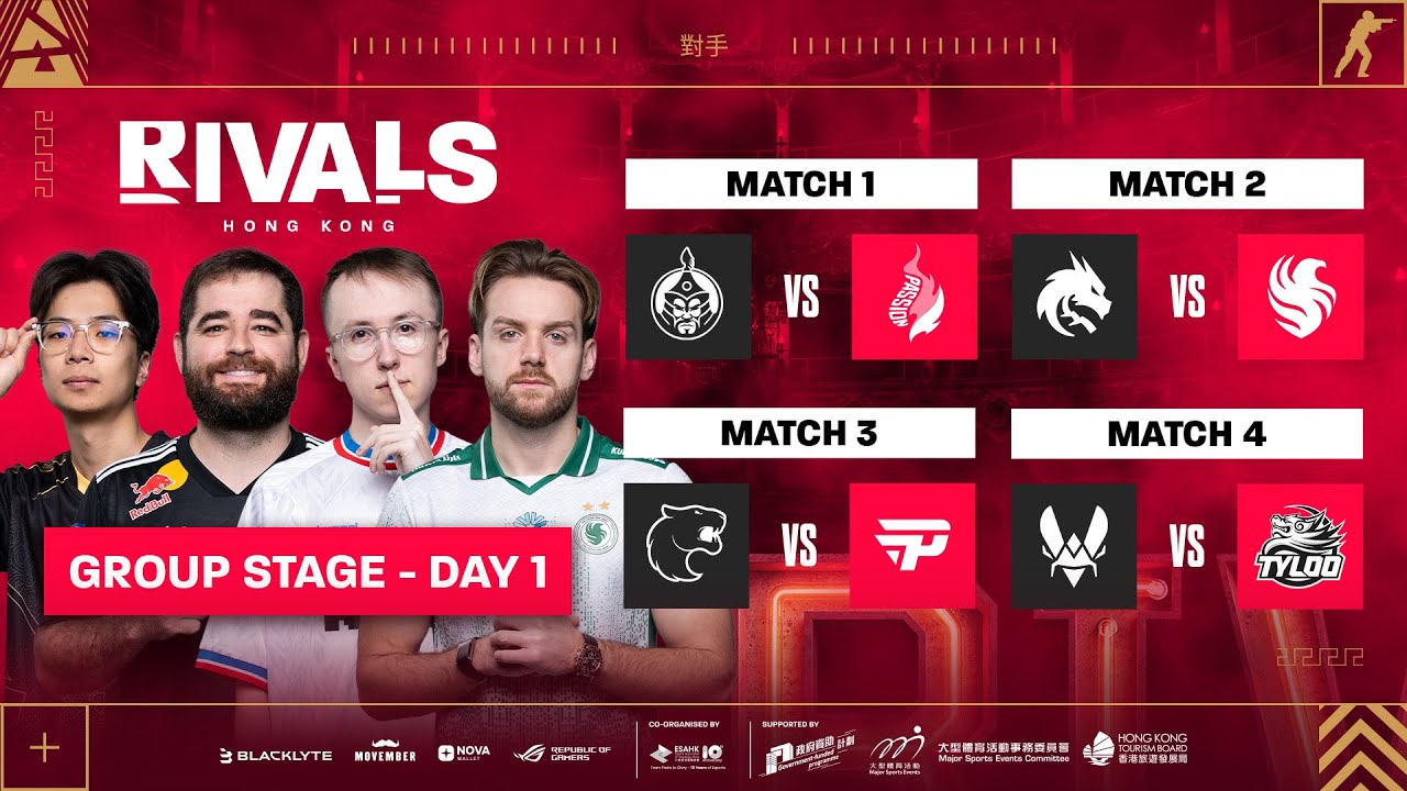 BLAST Rivals Hong Kong, Day 1 - MongolZ vs PUA, Spirit vs Falcons, FURIA vs paiN, Vitality vs TYLOO