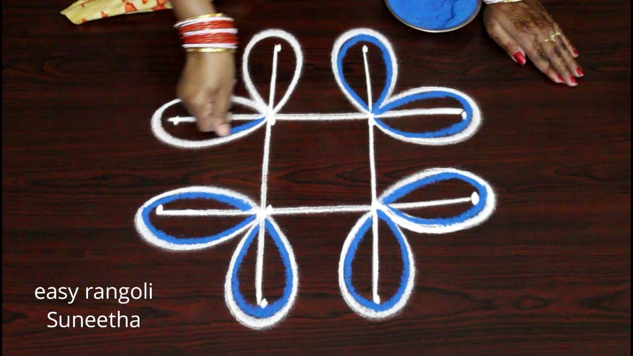 4 dots Beautiful and Creative kolam design by easy rangoli Suneetha - easy muggulu patterns