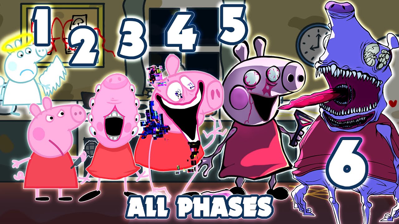 Peppa Pig ALL PHASES | Friday Night Funkin' VS Peppa Pig (FNF Scary Mods)