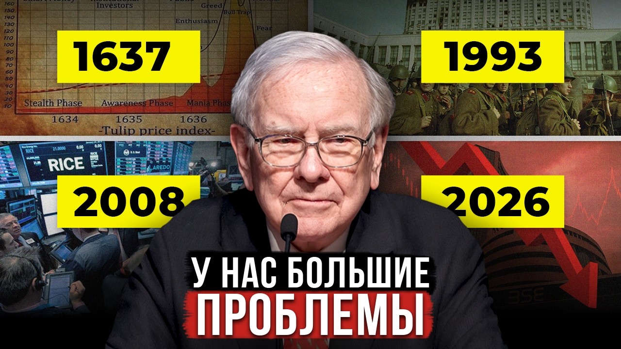 Крах рынка 2026: что говорит Уоррен Баффет | История кризисов 1637, 1991, 2008