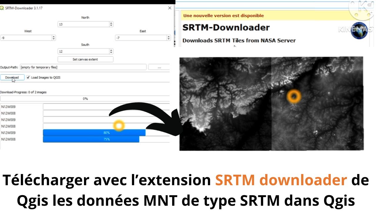 télécharger dans qgis données satellites srtm