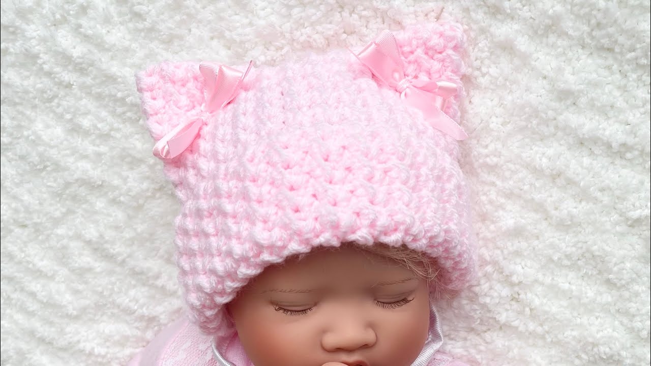 TEJÍ Gorrito con orejitas para bebes PUNTO DE GANCHILLO SUPER FACIL PARA PRINCIPIANTES CON MEDIDAS