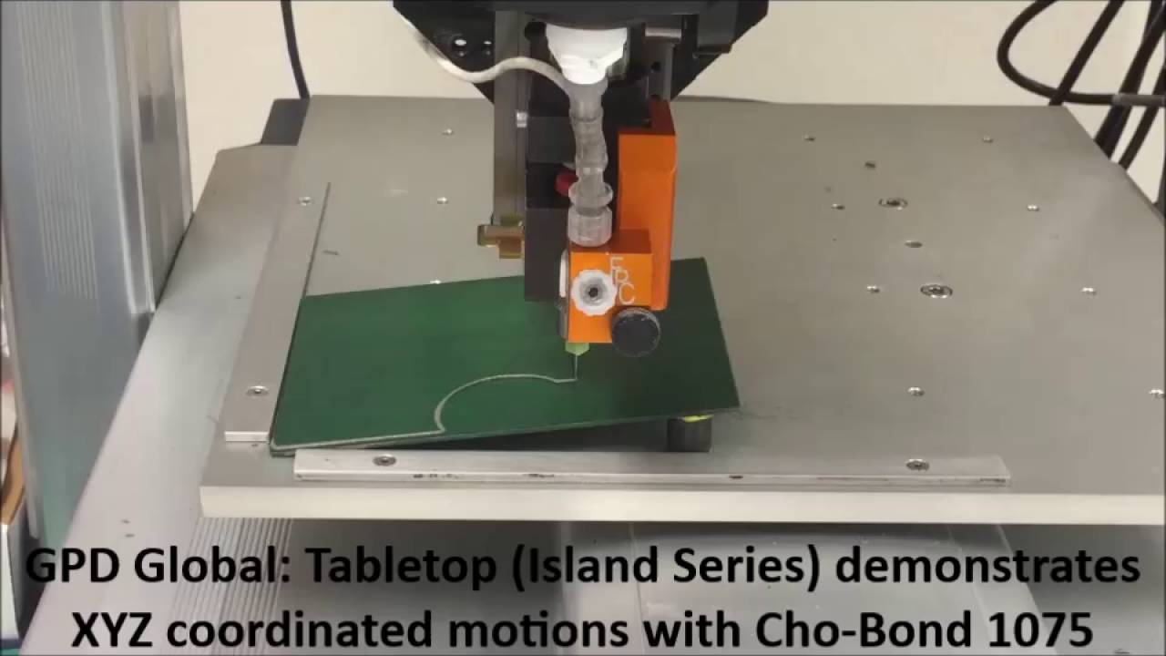Tabletop demonstrates XYZ coordinated motions with Cho-Bond/Chomerics 1075 Gasketing