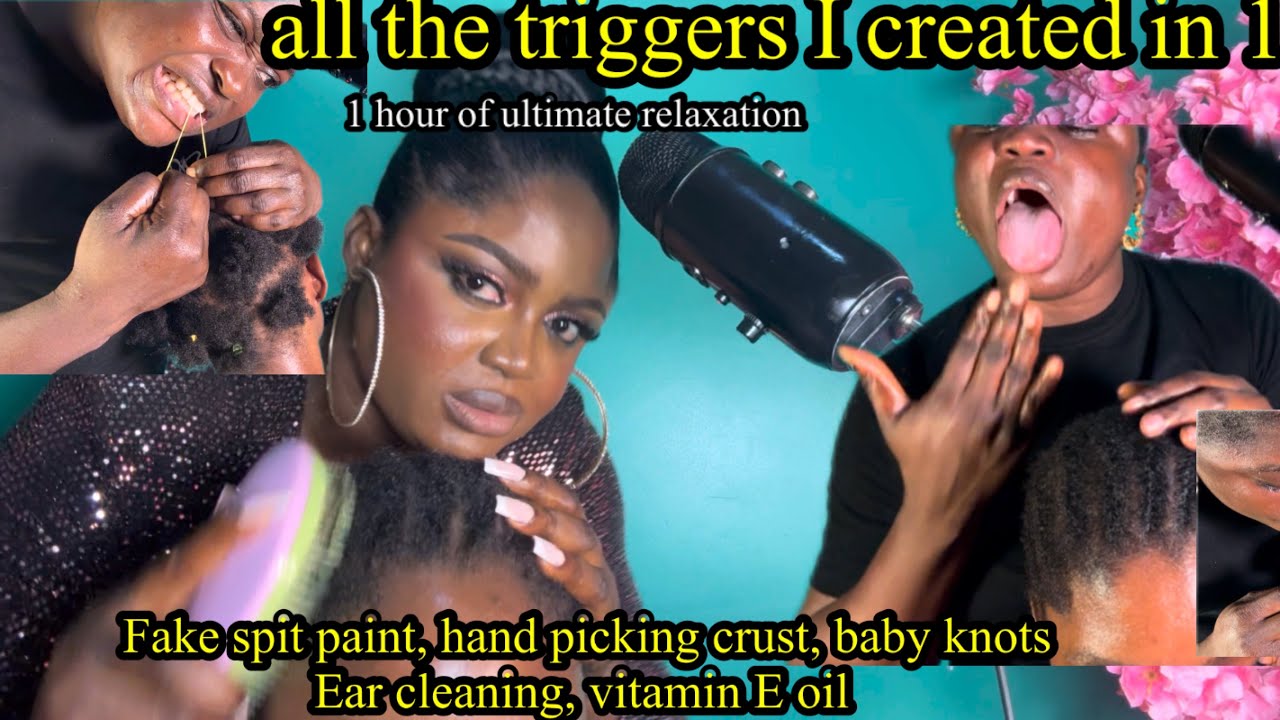 ASMR ✨Fake spit paint, vitamin E capsule, hand picking hair crust, scalp scratches and ear cleaning