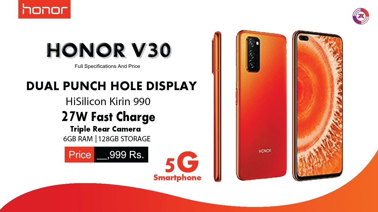 Honor V30 - 5G Smartphone, 60MP Triple Rear Camera, Dual Punch Hole Display | Honor V30